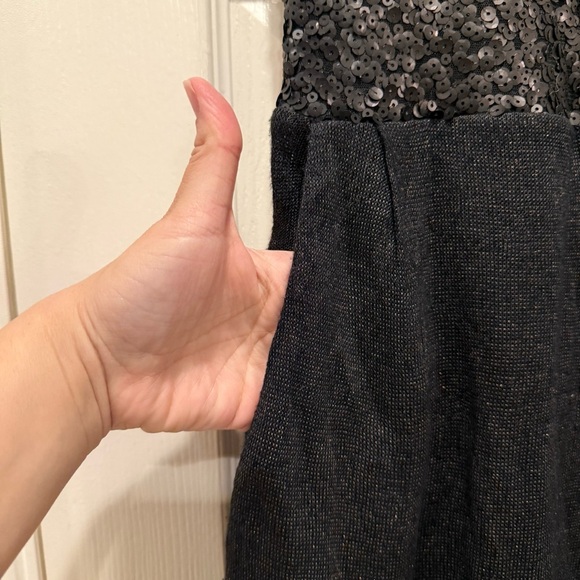 Osklen Maxi Dress Women’s Small Dark Grey Sequin Top Open Back Elegant Pockets - Picture 4 of 13